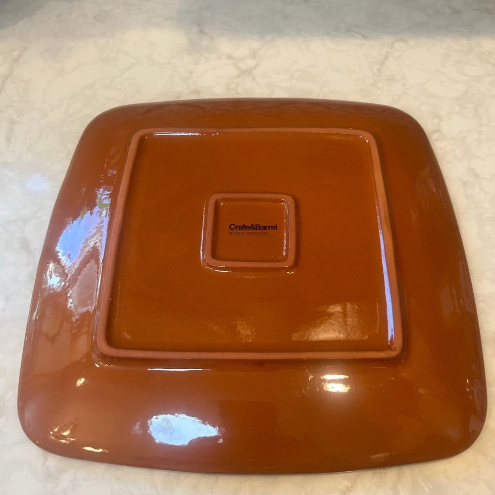 Crate and Barrel Orange Red &Yellow Embossed 13